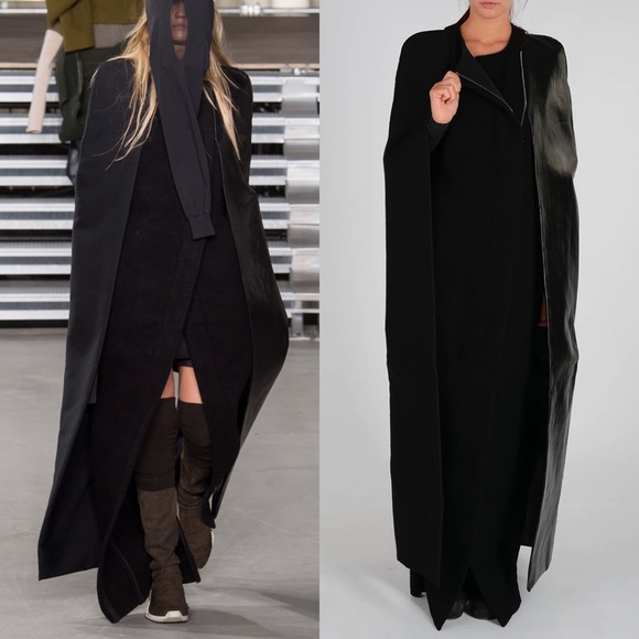 Rick Owens Jackets & Blazers - RARE Rick Owens Runway 2017 Wool Cape Zip Coat